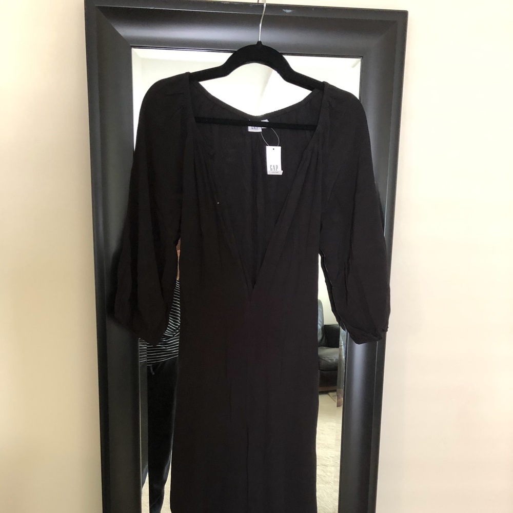 Gap Tie-belt Wide Leg Gauze Black Jumpsuit